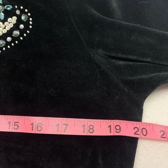 Y2K Vintage BCBG MaxAzria Velour Embellished Black Track Jacket Women Sz Large - Picture 10 of 13